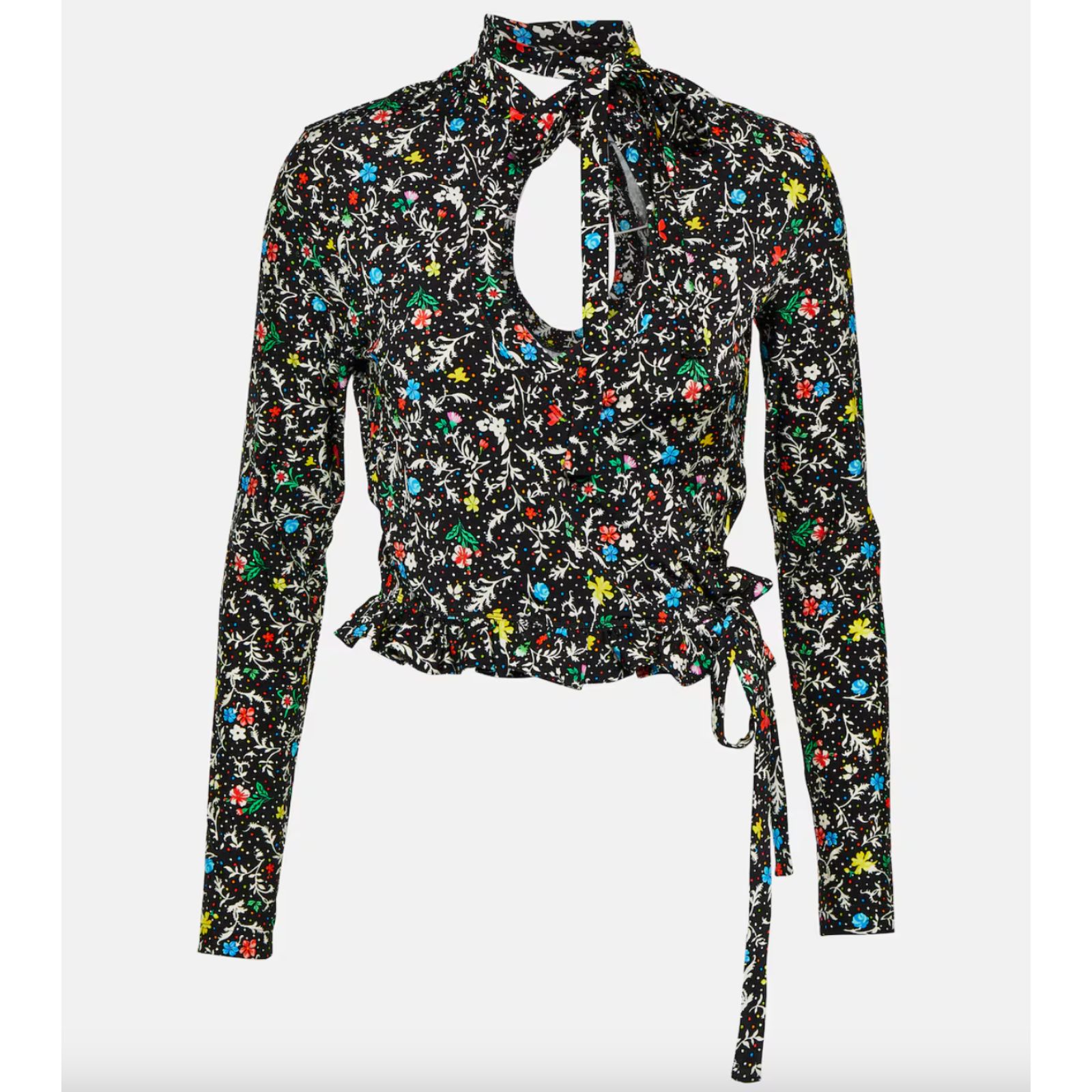 Paco Rabanne Printed Wrap Crop Top Multi Floral - Fr40